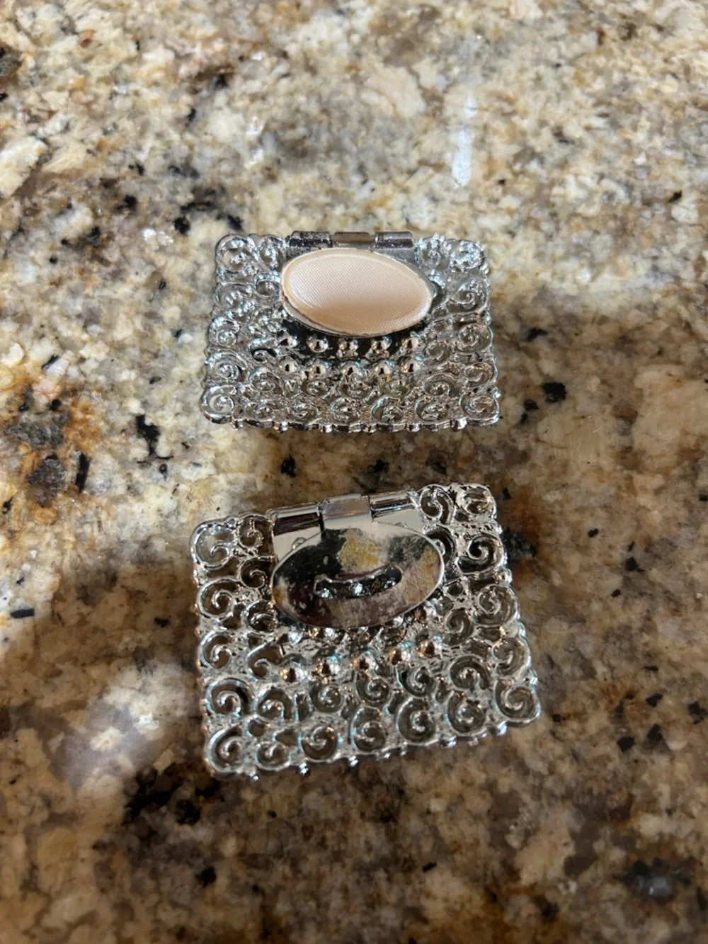 Tip Toe vintage, rectangular, silver filigree shoe clips clear rhinestones, - Picture 6 of 10